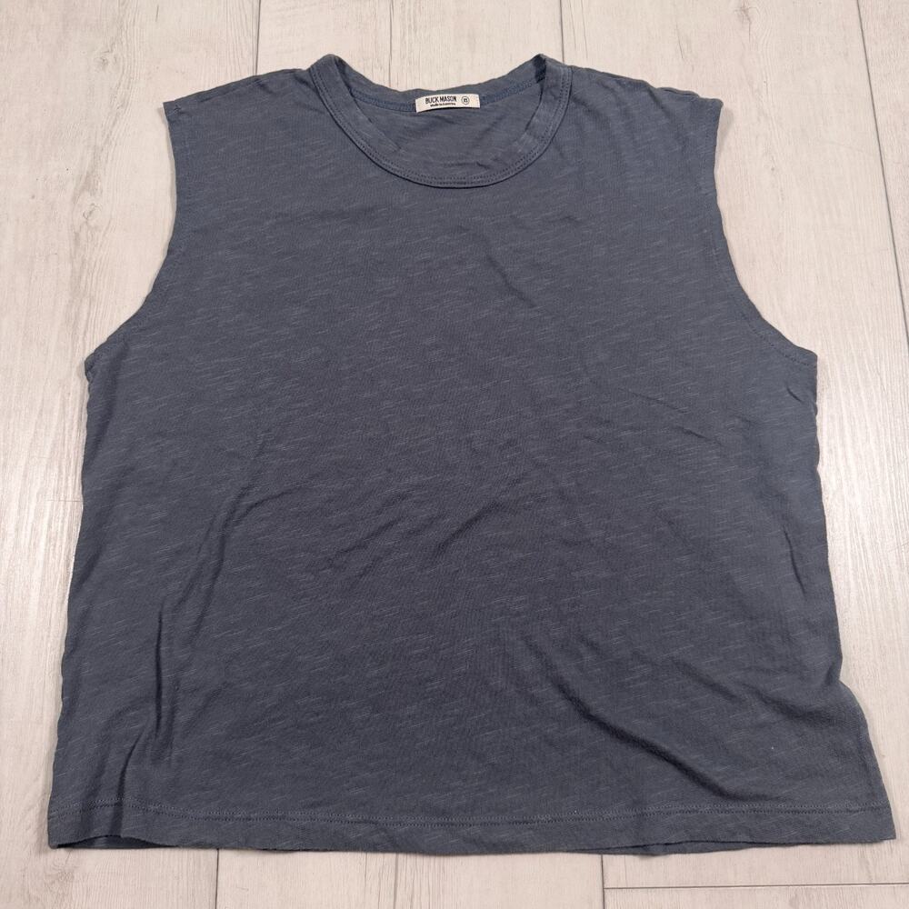 Buck Mason Women's Slub 100% Cotton Muscle Tank Top T-Shirt Gray XS Made in USA